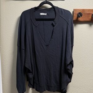 We The Free Charcoal Textured Top